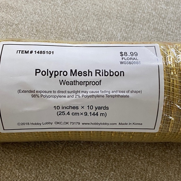 Polypro Mesh Ribbon - Gold - Picture 2 of 2